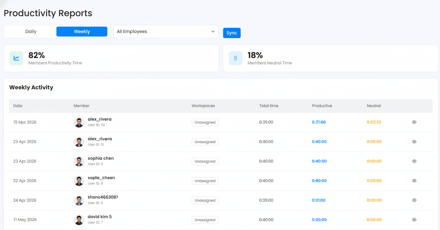 Detailed Productivity Report